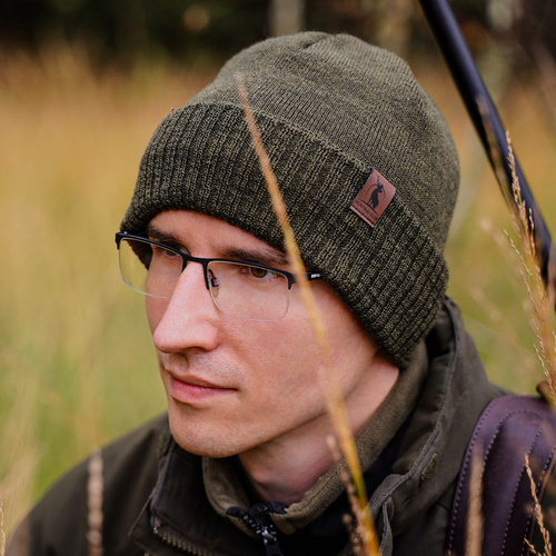 Bonnet d'hiver homme, khaki, avec laine mérinos, Bonnet de chasse Hogan