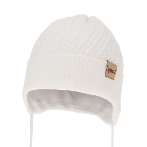 Bonnet automne/printemps garçon, blanc, avec liens, David