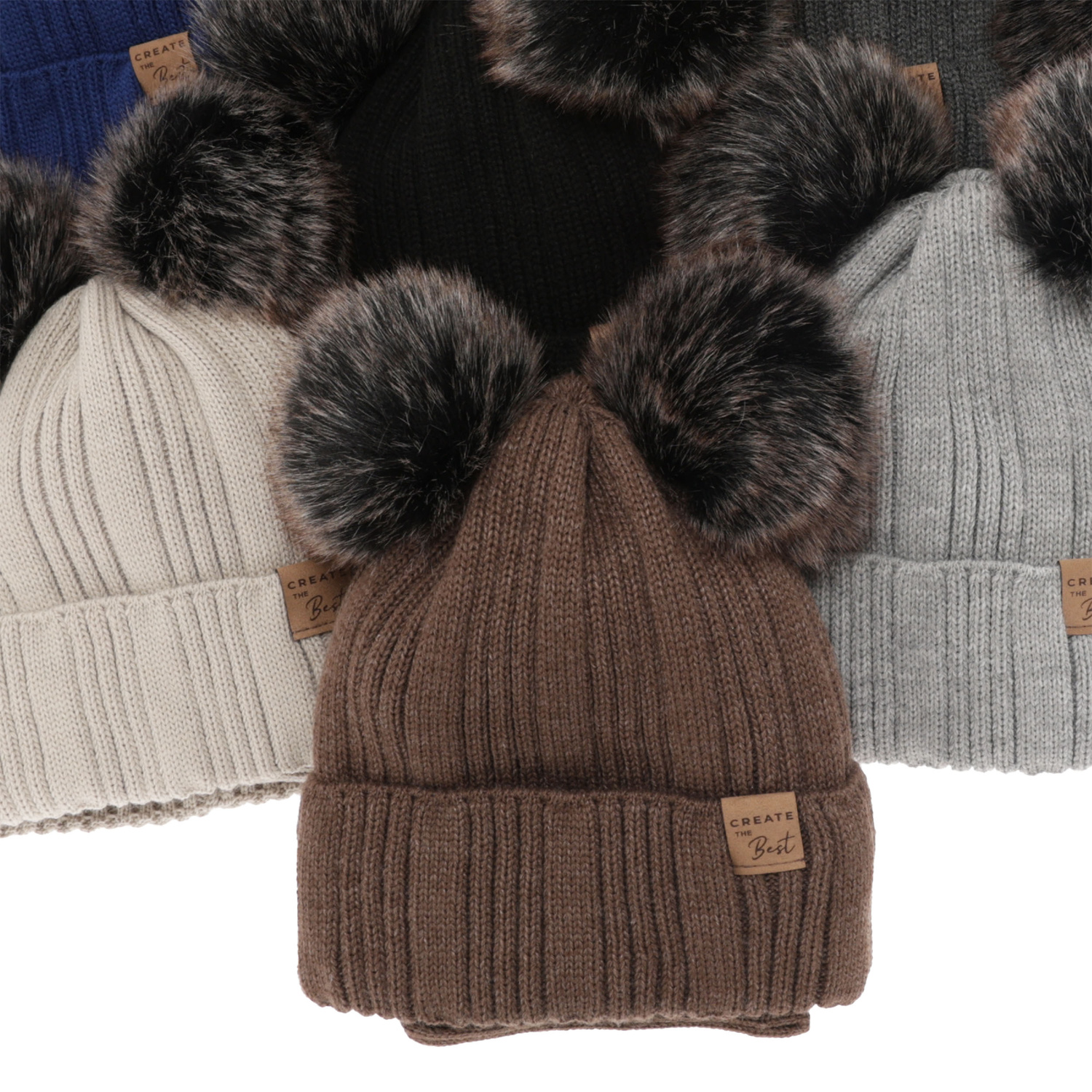 Ensemble d'hiver garçon: bonnet et snood, gris clair, avec deux pompons, Bilard