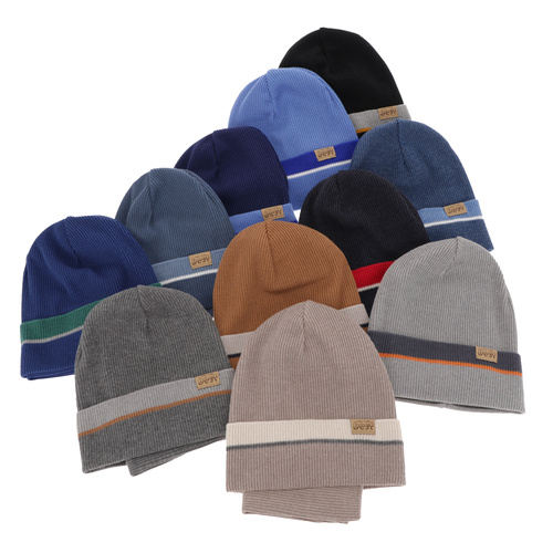 Ensemble automne/printemps garçon: bonnet et snood, avec coton, bleu marine, Antonio