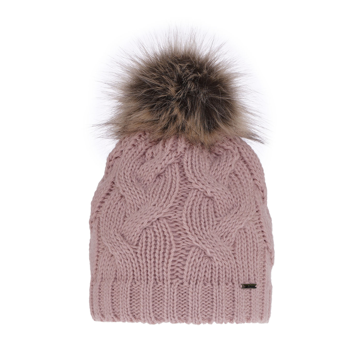 Bonnet d'hiver femme, rose, avec pompon, Terri
