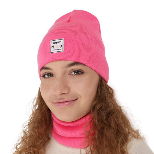 Ensemble automne/printemps fille: bonnet et snood, avec coton, rose, Mersila