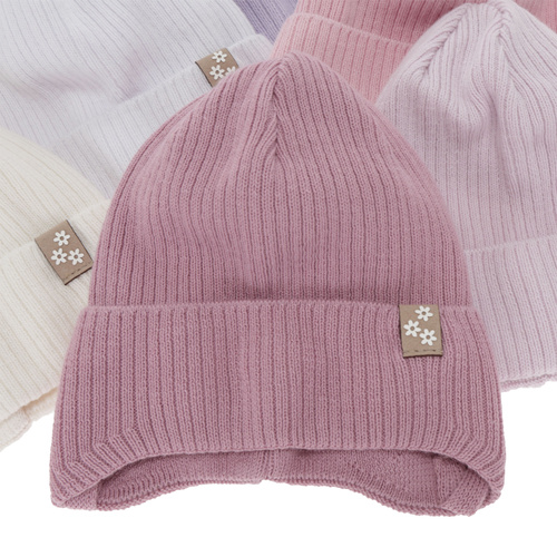 Bonnet automne/printemps fille, violet, avec liens, 100% coton, Lunara