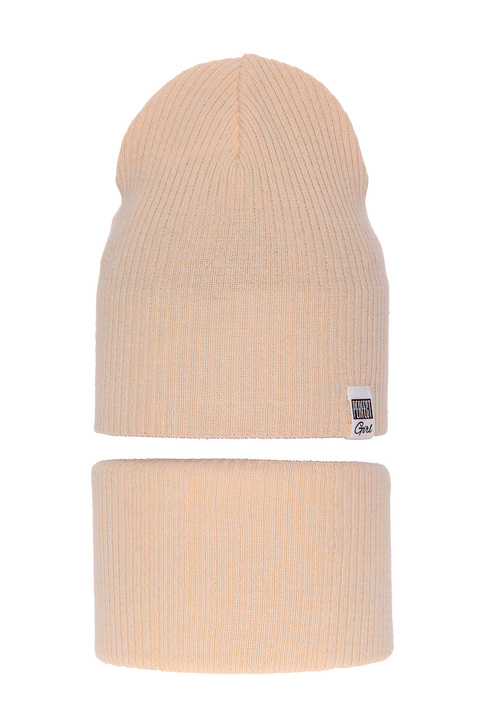 Ensemble automne/printemps fille: bonnet et snood, avec coton, morel, Farinka