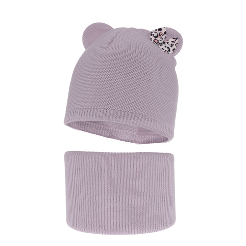 Ensemble automne/printemps fille: bonnet et snood, avec coton, violet, Nicolette