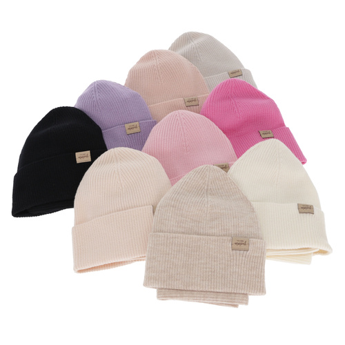 Ensemble automne/printemps fille: bonnet et snood, rose, 100% laine mérinos, Magenta