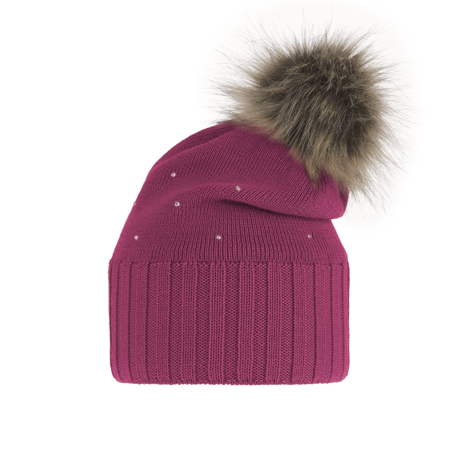Bonnet d'hiver femme, rose, avec laine mérinos, Malga