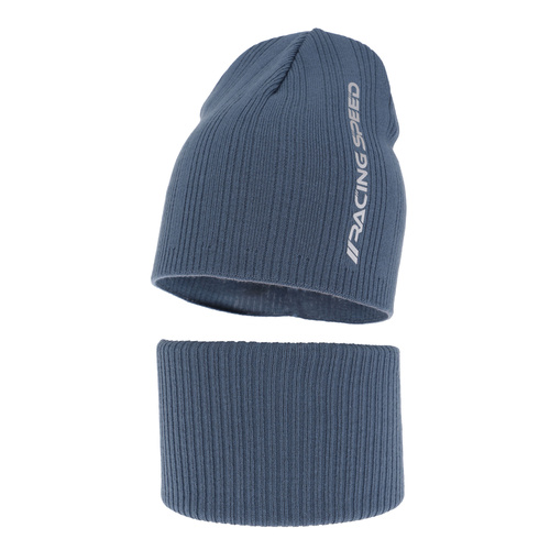 Ensemble automne/printemps garçon: bonnet et snood, avec coton, bleu, Kolorado