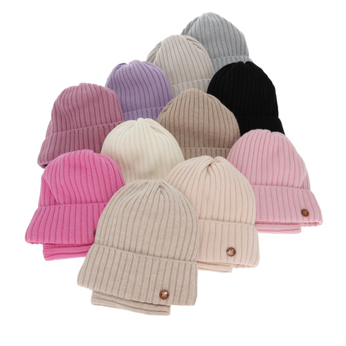 Ensemble d'hiver fille: bonnet et snood, rose, 100% laine mérinos, doublé de coton, Vanira