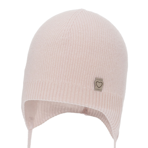 Bonnet automne/printemps fille, rose, avec laine mérinos et cachemire, avec liens, Orida