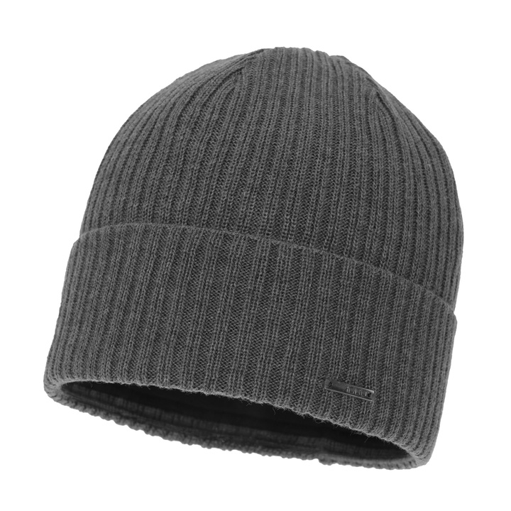 Bonnet d'hiver homme, gris, avec laine mérinos, Baltor