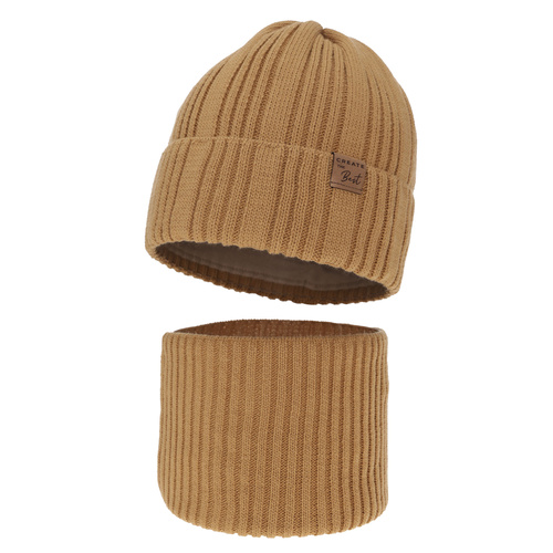 Ensemble d'hiver garçon: bonnet et snood, camel, Klaris