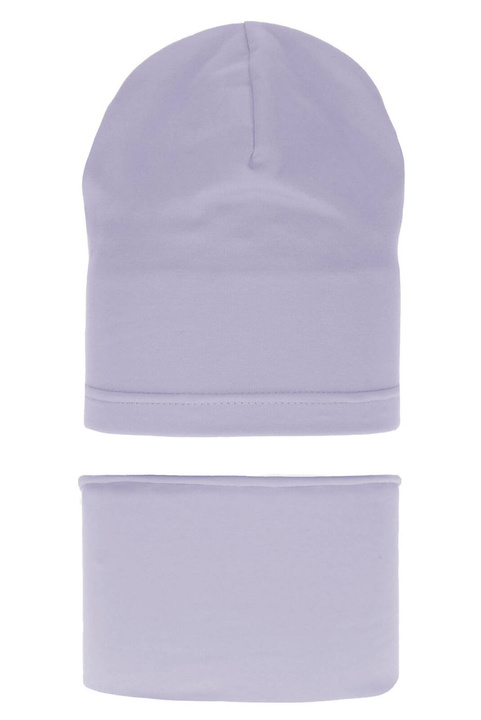 Ensemble automne/printemps fille: bonnet et snood, violet, coton, Hazelka