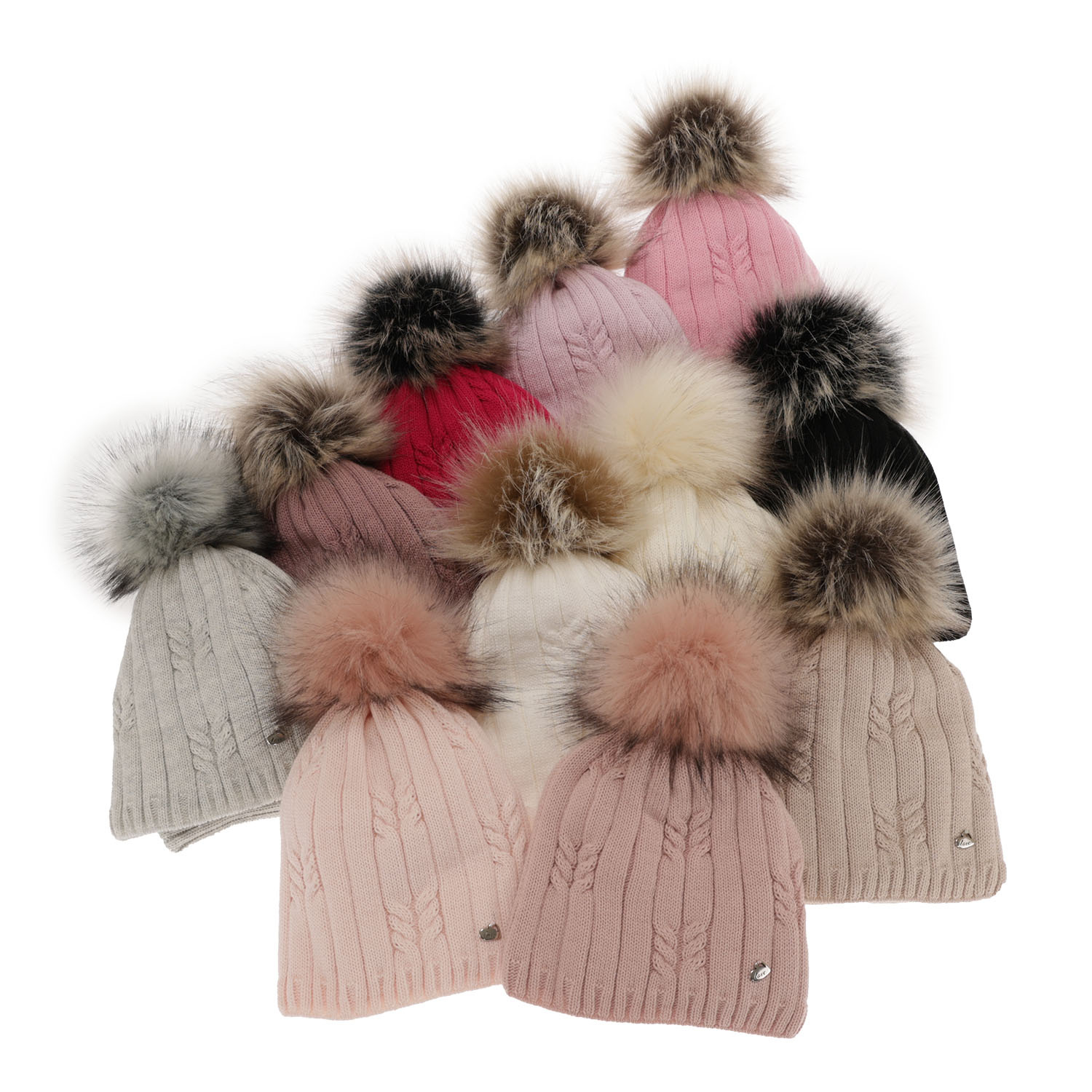 Ensemble d'hiver fille: bonnet et snood, noir, avec pompon, Amaltea