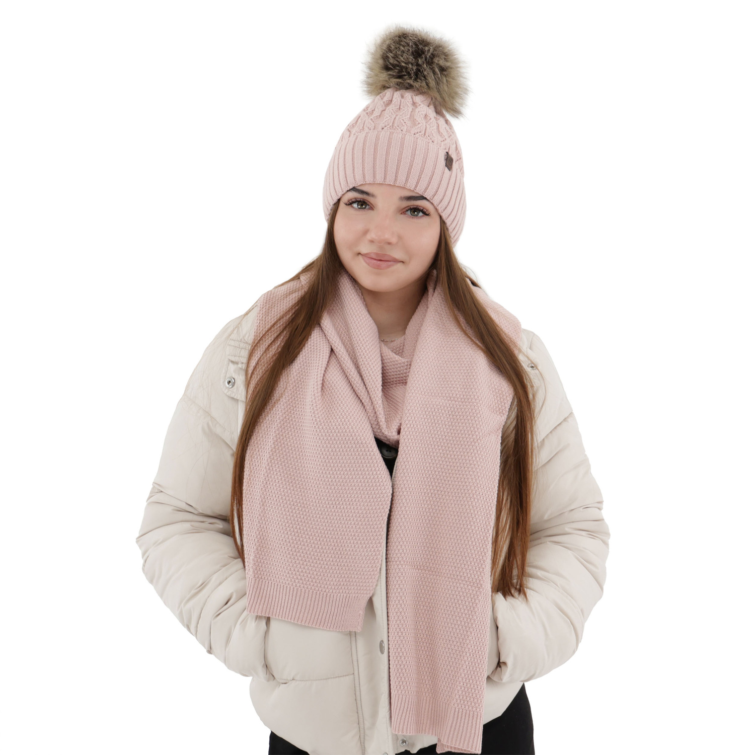 Écharpe d'hiver femme, rose, Agora