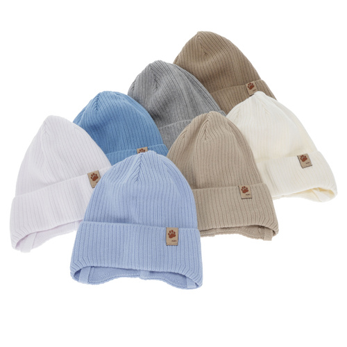 Bonnet automne/printemps garçon, crème, avec liens, 100% coton, Elmar