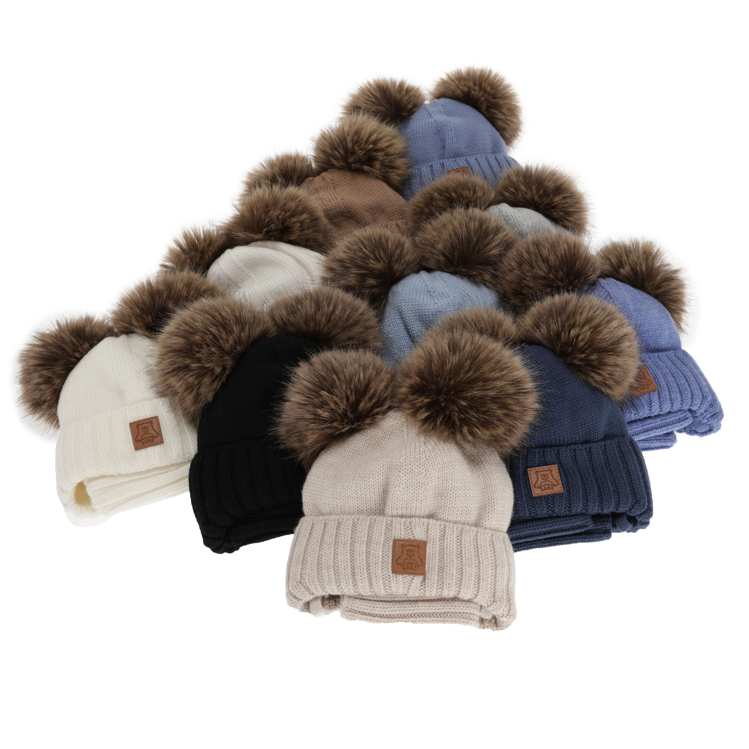 Ensemble bonnet et tour de cou garçon, hiver, bleu, 100% laine mérinos, doublé polaire laine, Ronik