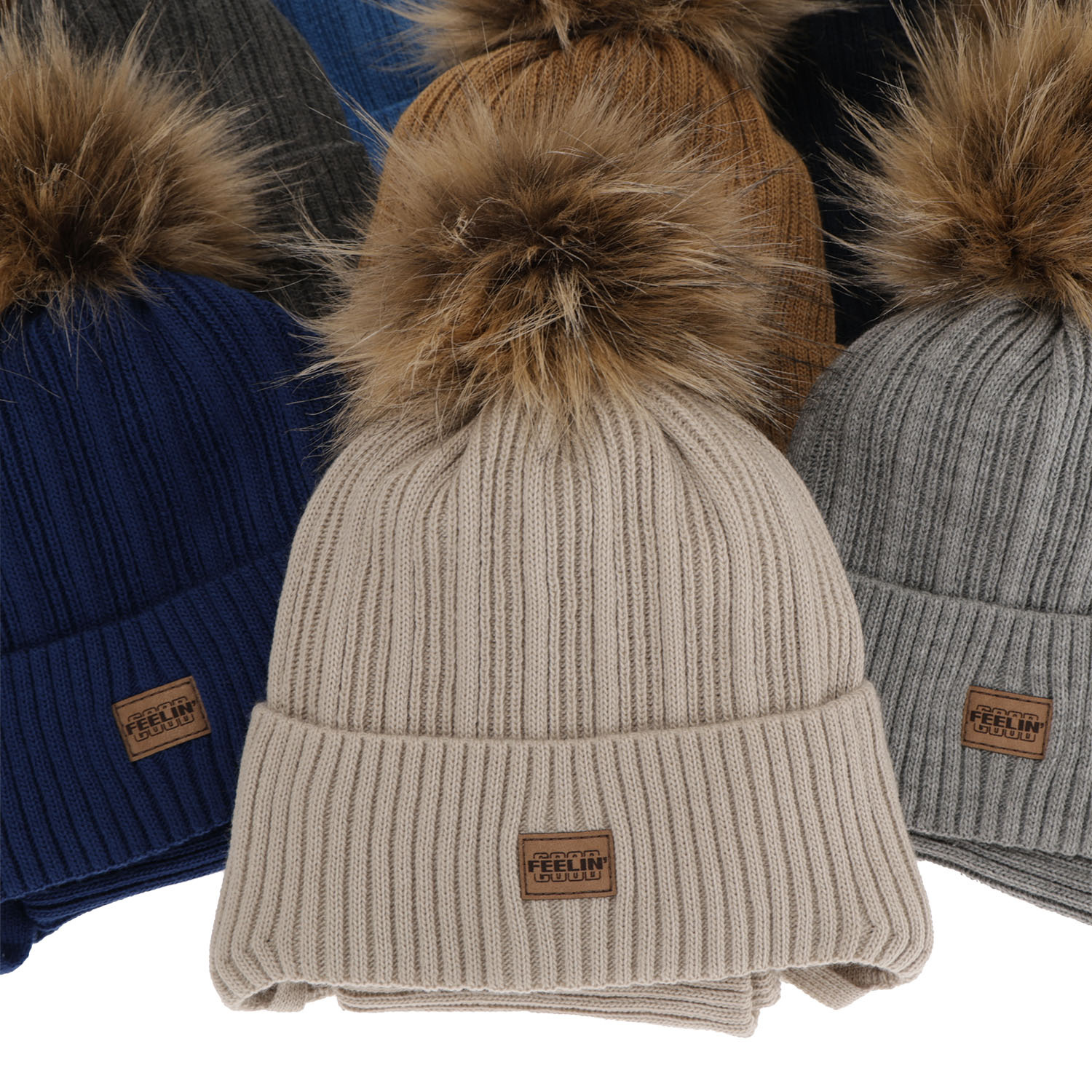 Ensemble d'hiver garçon: bonnet et snood, camel, avec pompon, avec liens, Eger
