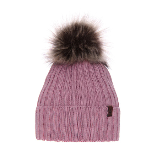 Bonnet d'hiver femme, violet, avec laine mérinos, Texa
