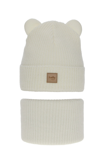 Ensemble d'hiver fille: bonnet et snood, crème, Harper