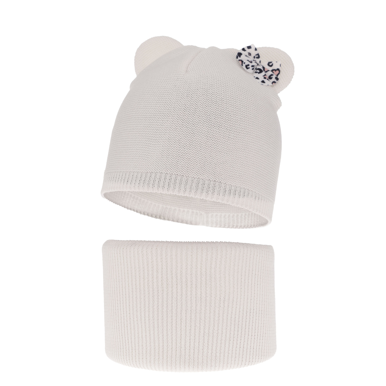 Ensemble automne/printemps fille: bonnet et snood, avec coton, blanc, Nicolette