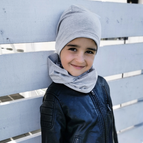 Ensemble automne/printemps garçon: bonnet et snood, miel, en coton, Hazel