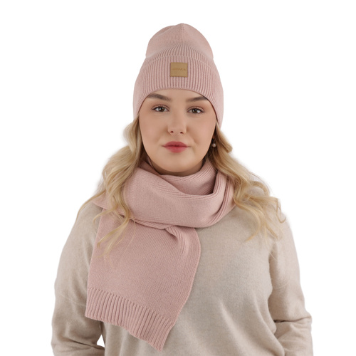 Ensemble d'hiver femme: bonnet et écharpe, camel, Nathalie