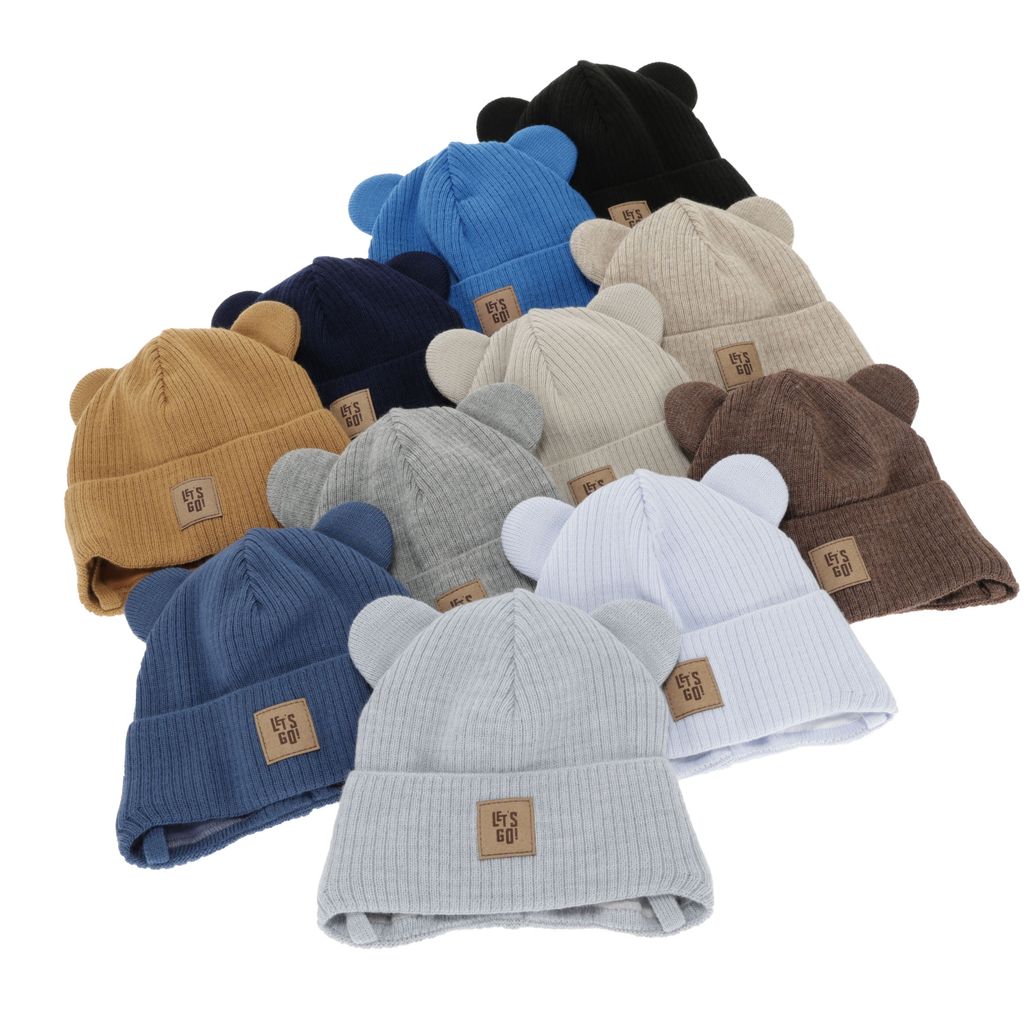 Bonnet d'automne, de printemps pour garçon, noir, à oreilles Dewin