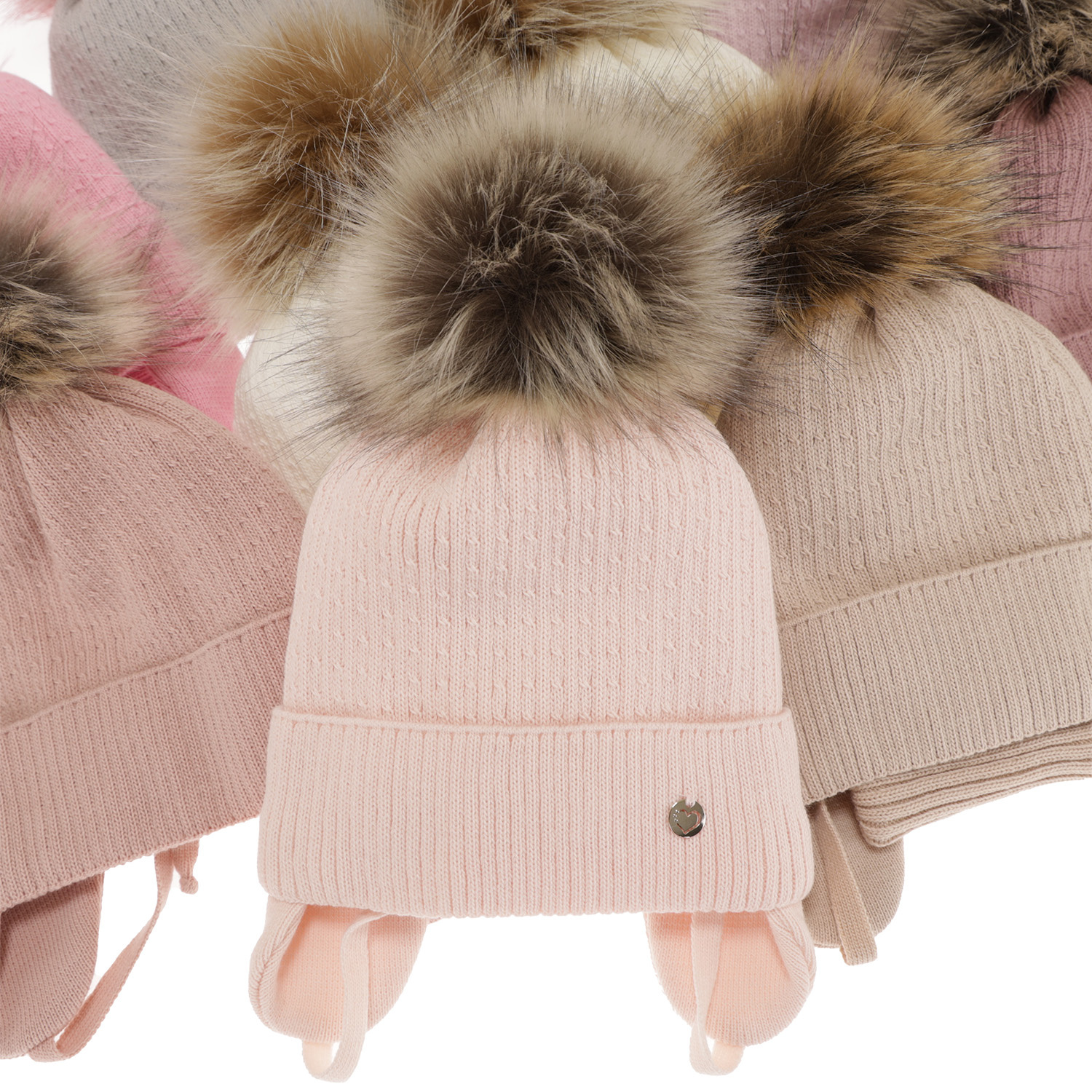 Ensemble d'hiver fille: bonnet et snood, violet, avec liens, avec pompon, Debra