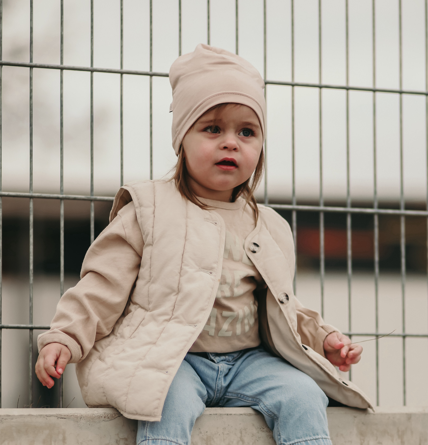 Ensemble automne/printemps fille: bonnet et snood, violet, coton, Hazelka