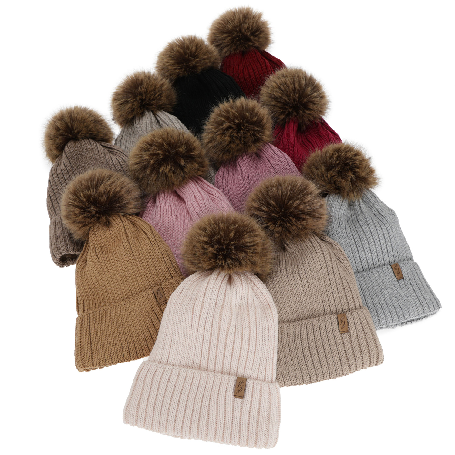 Bonnet d'hiver femme, amarante, avec laine mérinos, Zamira
