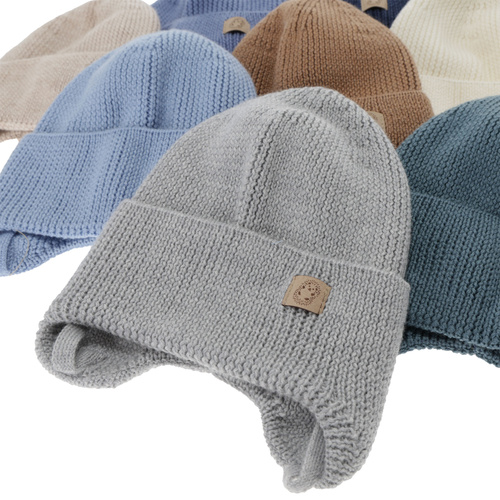 Bonnet d'hiver/automne/printemps garçon, 100% Laine Mérinos, avec liens, camel, Bakadi
