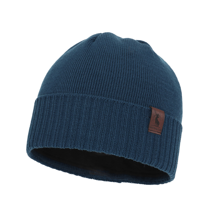 Bonnet d'hiver homme, bleu foncé, avec laine mérinos, Hogan
