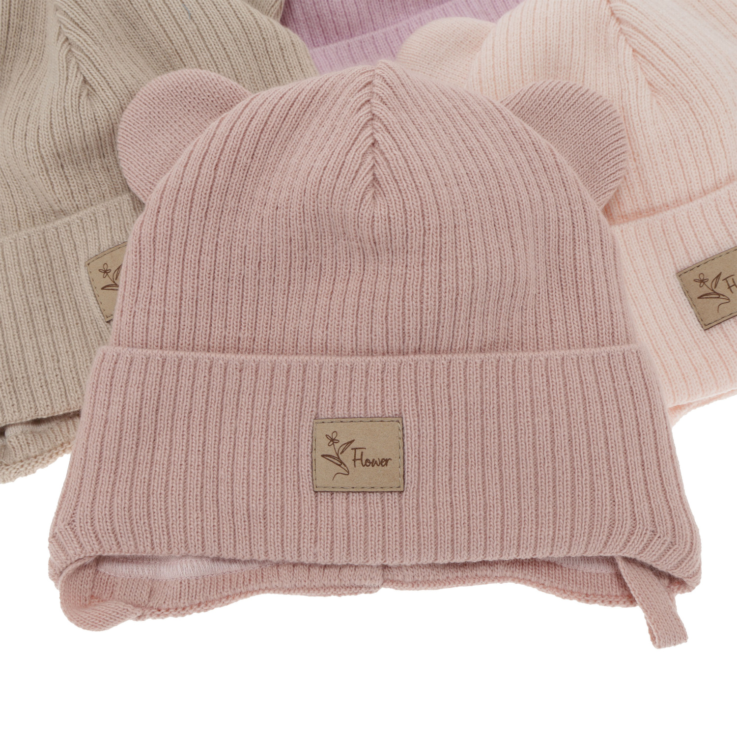 Bonnet automne/printemps fille, blanche, avec liens, Djona