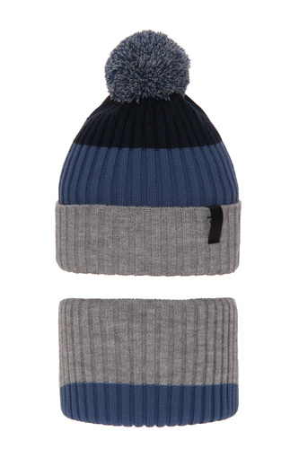 Ensemble d'hiver garçon: bonnet et snood, gris, Karson