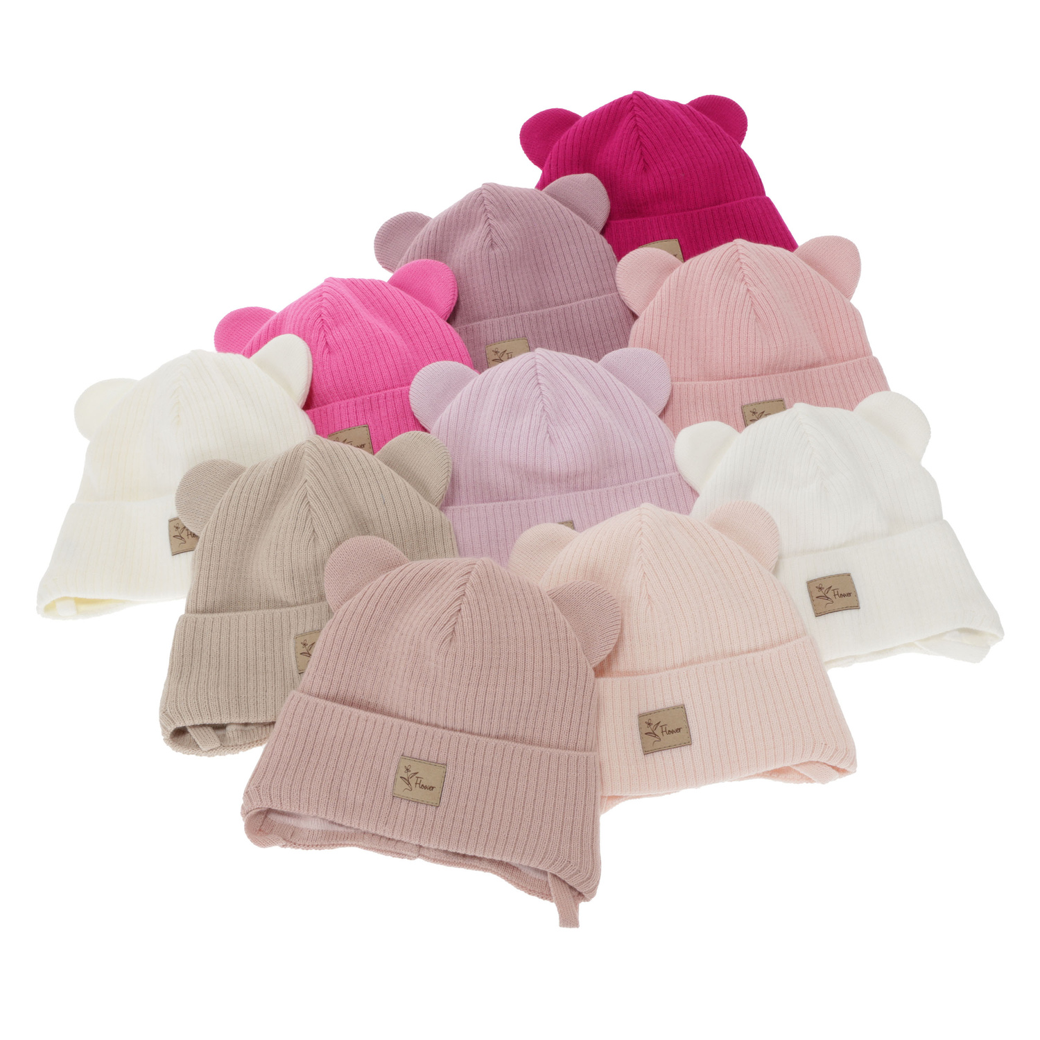 Bonnet automne/printemps fille, blanche, avec liens, Djona