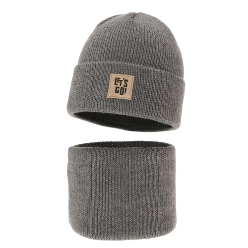 Ensemble d'hiver garçon: bonnet et snood, gris, Joseph
