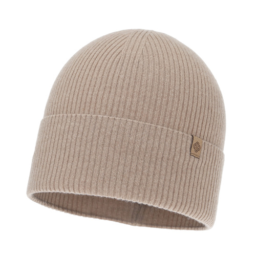 Bonnet automne/printemps femme, beige, avec laine mérinos et cachemire, Alineta