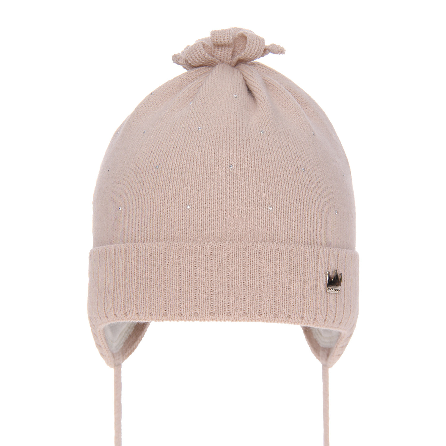Bonnet automne/printemps fille, beige, avec liens, Oliwka