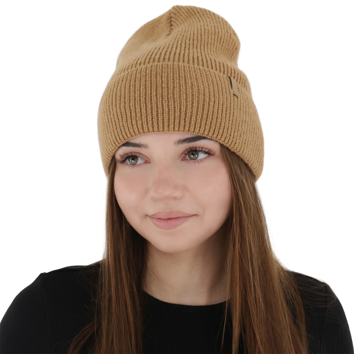 Bonnet d'hiver femme, camel, avec laine mérinos, Tahoe