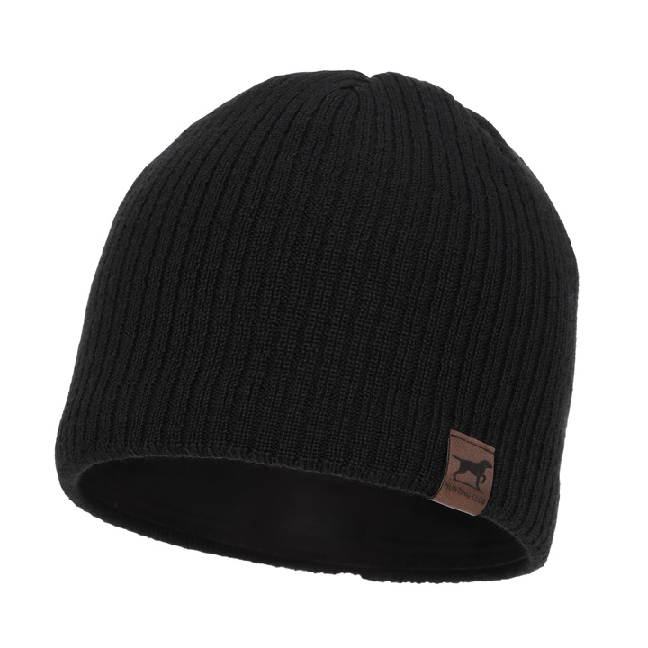 Bonnet d'hiver homme, noir, avec laine mérinos, Bird