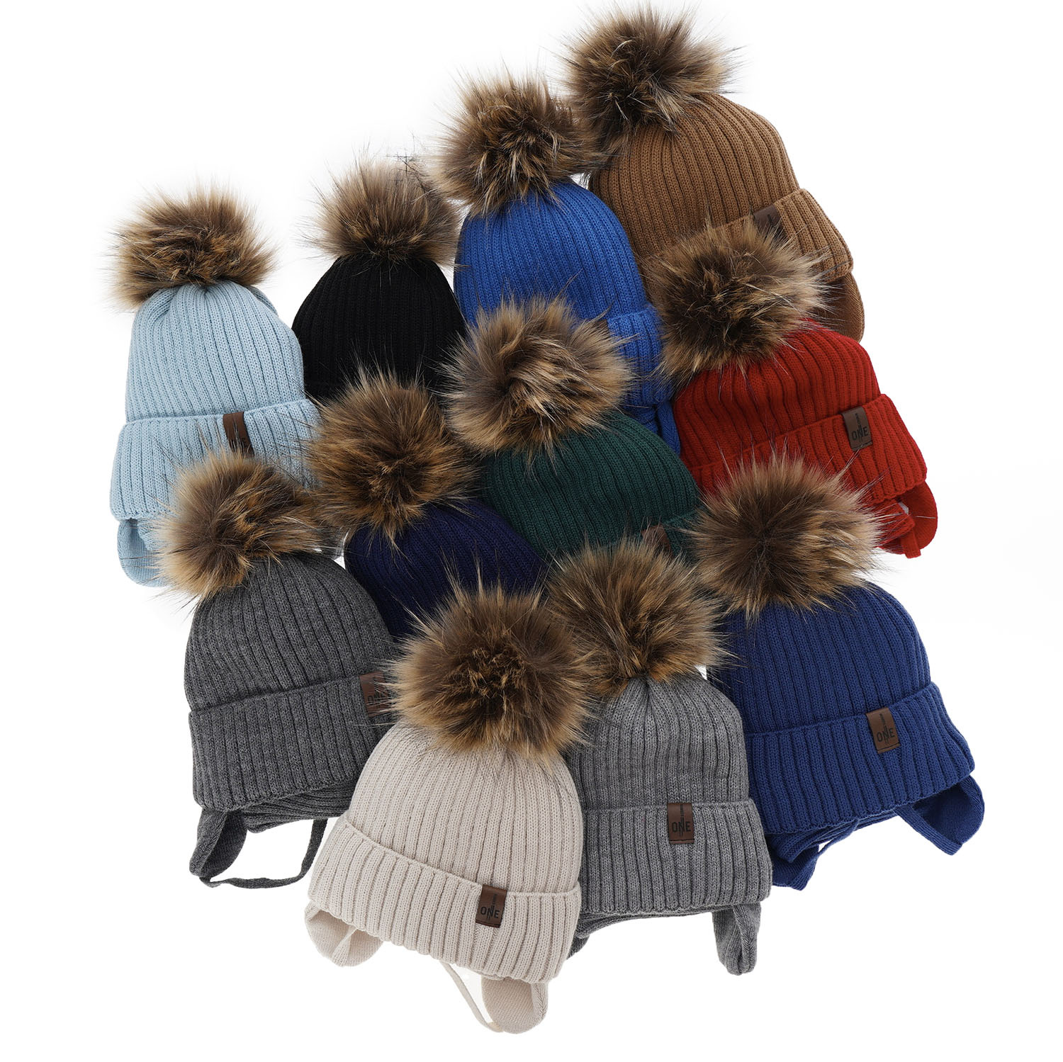 Ensemble d'hiver garçon: bonnet et snood, gris foncé, avec pompon, Puzel