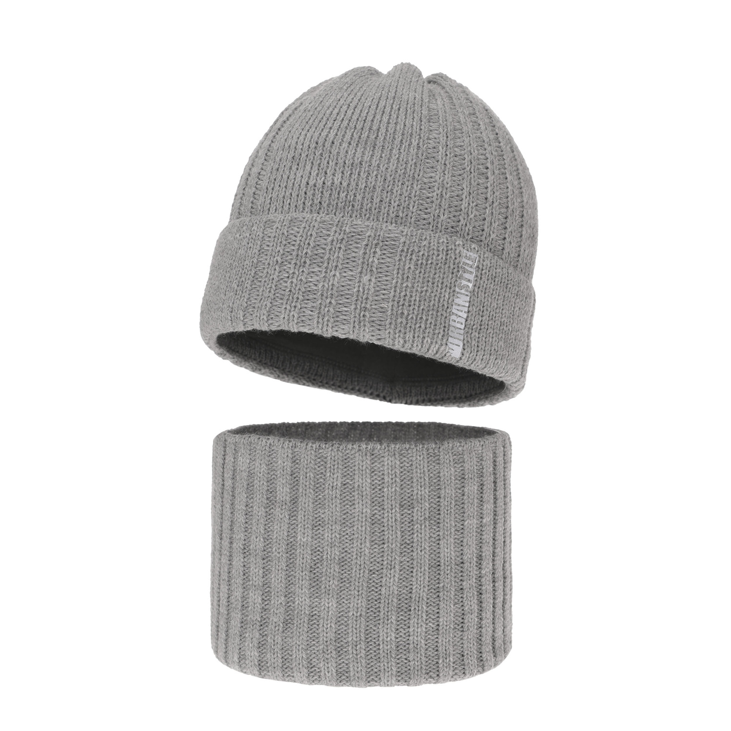 Ensemble d'hiver garçon: bonnet et snood, gris, Balaton