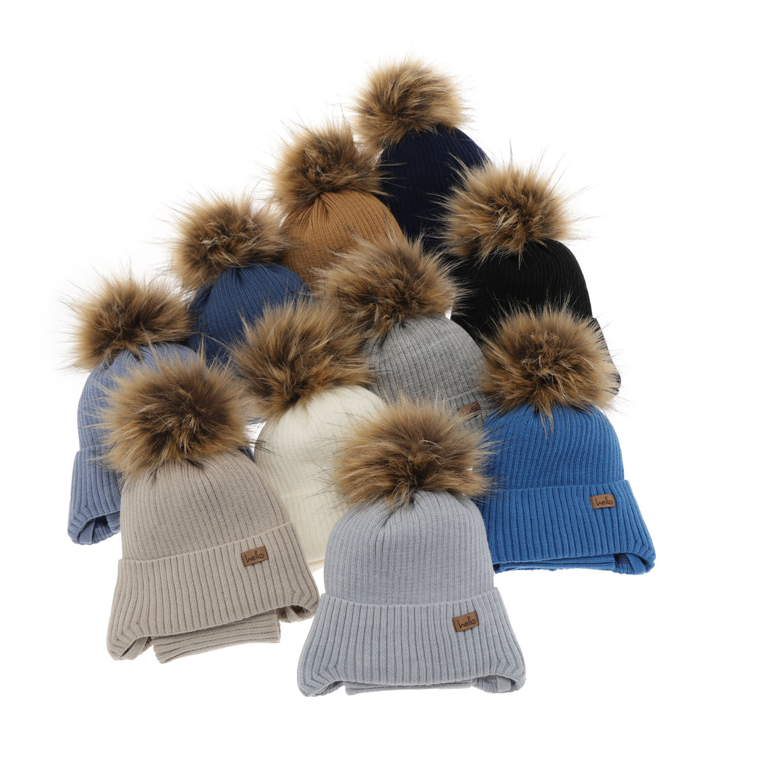 Ensemble d'hiver garçon: bonnet et snood, bleu clair, avec pompon, Bergo