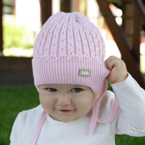 Bonnet automne/printemps fille, crème, avec liens, Tema