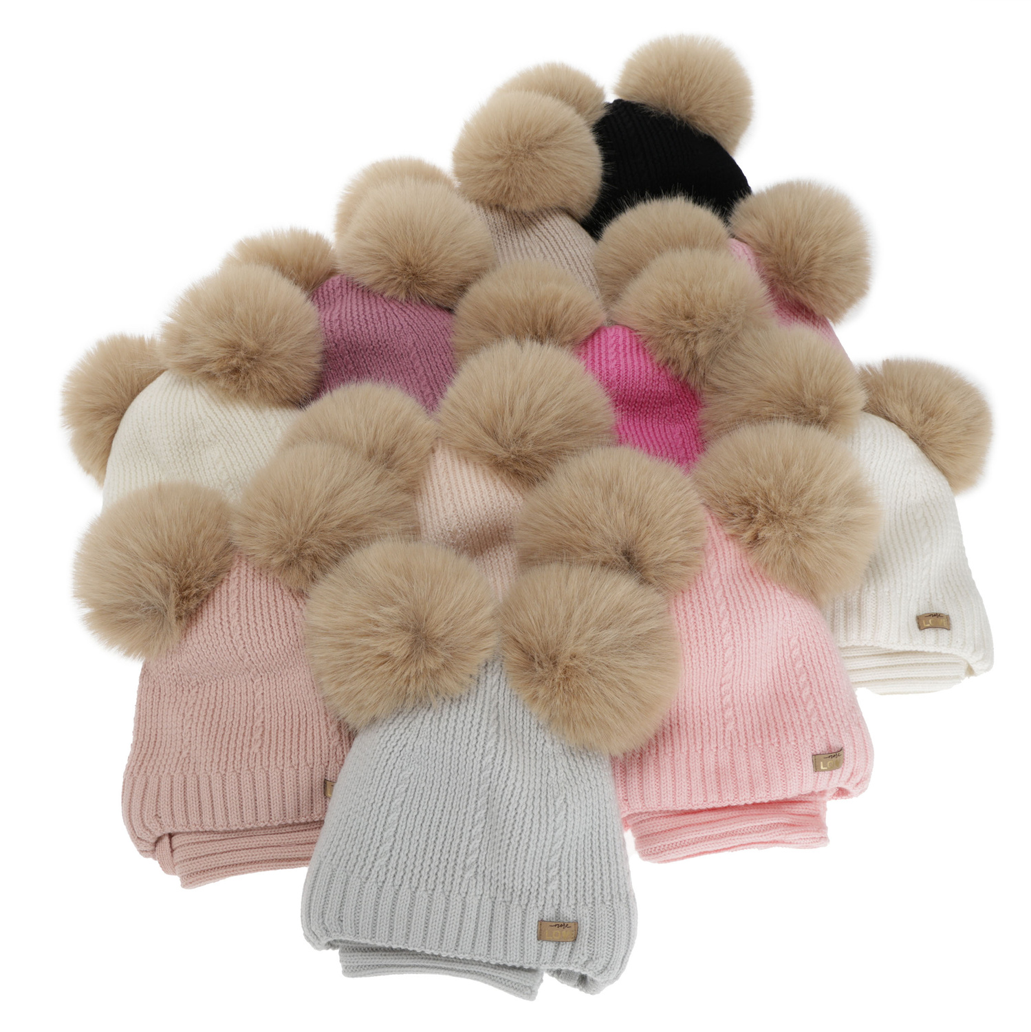 Ensemble bonnet et tour de cou fille, hiver, blanc, 100% laine mérinos, doublé polaire laine, Lumia