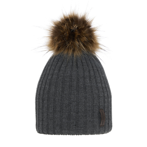 Bonnet d'hiver garçon, gris, avec pompon, Amur