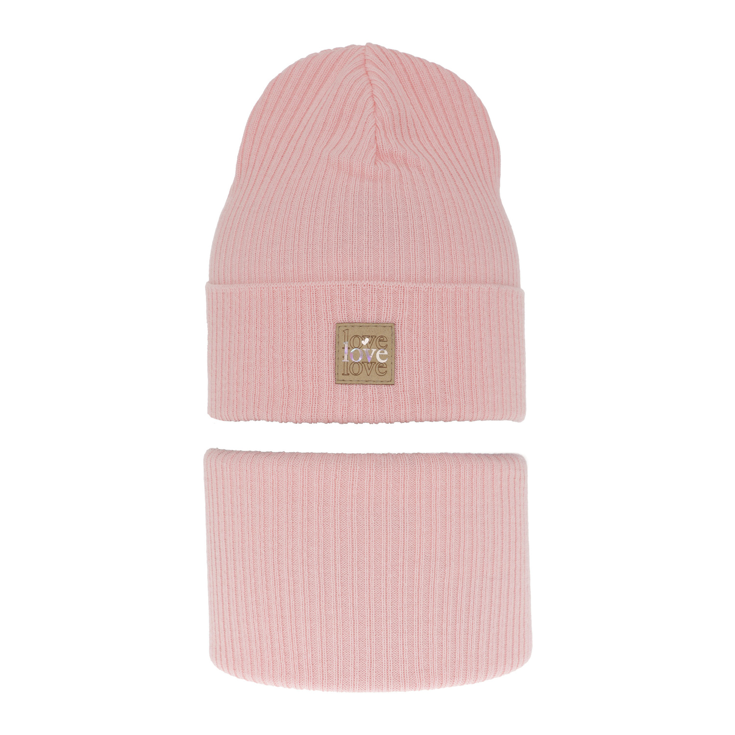 Ensemble automne/printemps fille: bonnet et snood, avec coton, rose, Furora