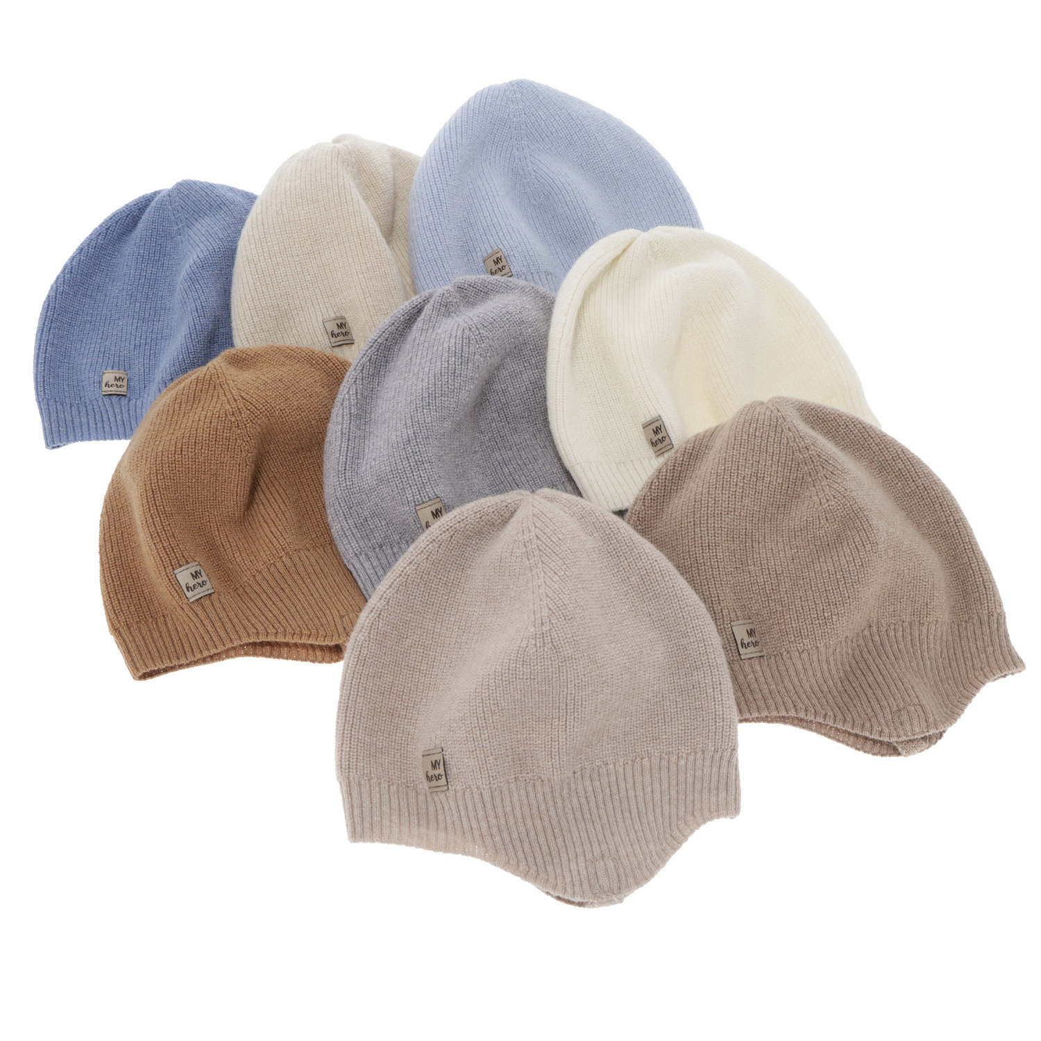 Bonnet automne/printemps garçon, beige clair, avec laine mérinos et cachemire, avec liens, Tono