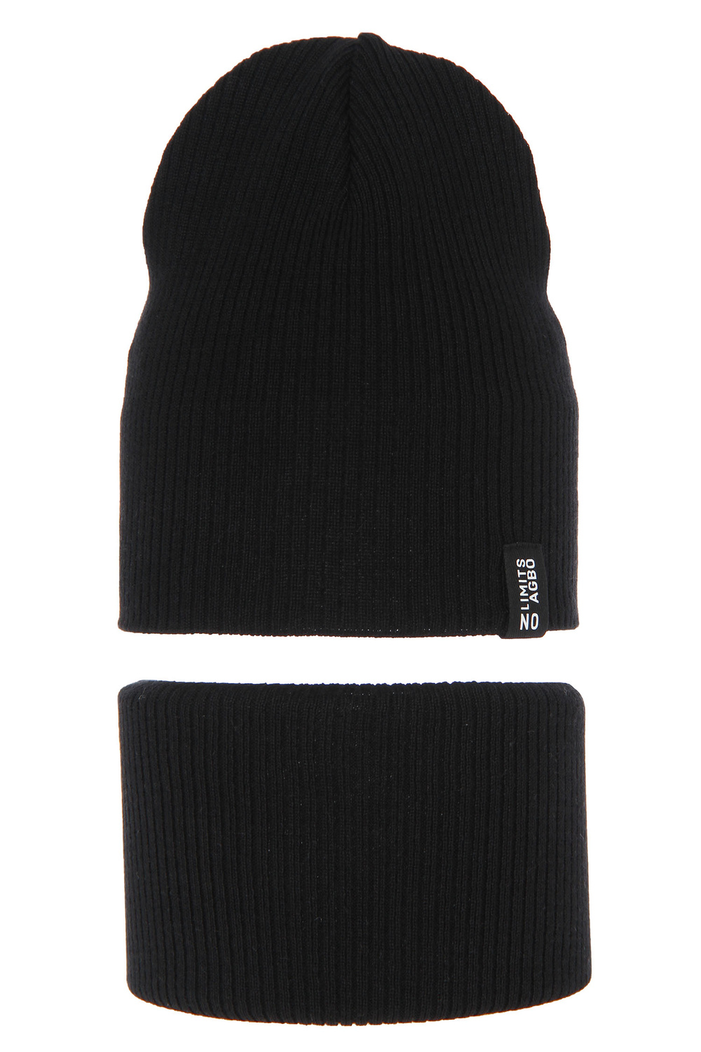 Ensemble automne/printemps garçon: bonnet et snood, avec coton, noir, Tunis